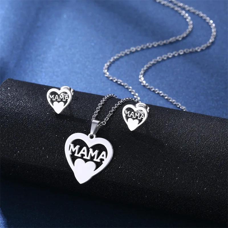 Mama Letter Pendant Necklace For Women Mom Mother's Day Clavicle Chain Choker Stainless Steel Jewelry Minimal Gift