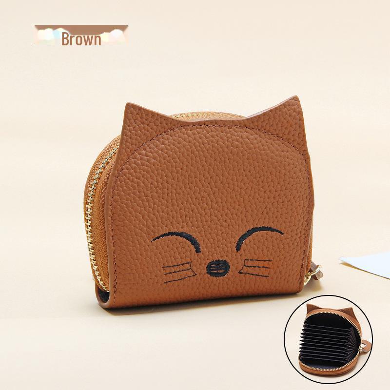 2024 Women's Cute Cartoon Pendant Leather Card Holder with Multi-Slot ID