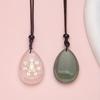 Natural Stone Crystal Carved Yoga Pendant Necklace Adjustable Necklace Natural Gemstone Drop Amethyst Meditation Jewelry Gifts