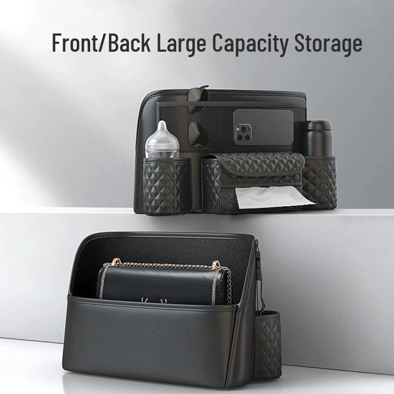 Organizér do mezery a na zadní stranu autosedačky z Nappa kůže: Multifunkční úložný vak