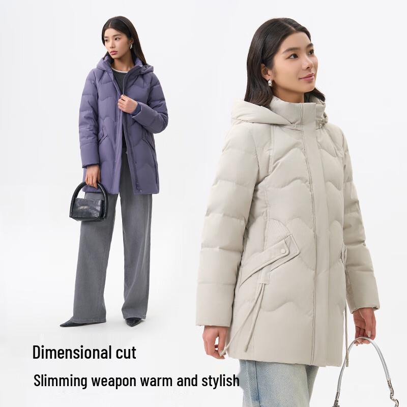 Qianrengang Women's Hooded Mid-Length Down Jacket Y309308Y
