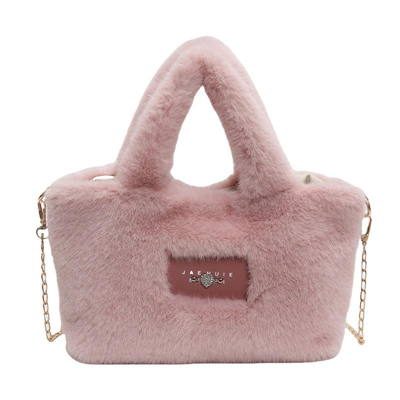 

Новая высококачественная сумка из искусственной норки, женская осенне-зимняя меховая сумка, универсальная нишевая сумка-мессенджер на цепочке розовый