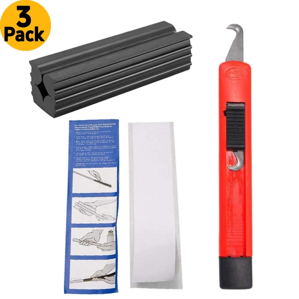 Golf Club Grip Repair Kit Golf Club Grip Removal Repair Tool Set for Regripping Golf Club Grips Rubber Clamp and Hook Blade