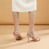 Fashion Summer Round Toe Stiletto Heels Open Toe Sandals Sexy Satin Single Strap Women Wedding Shoes Large Size Party