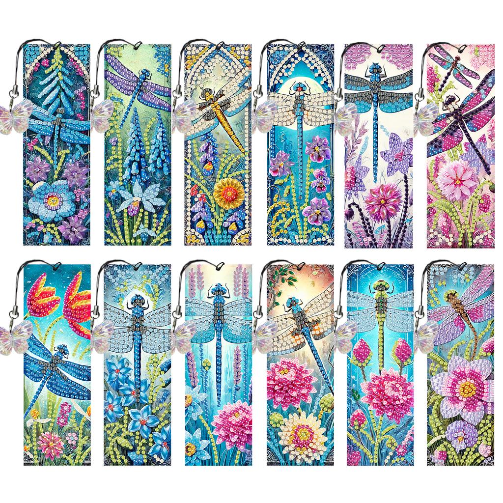 12Pcs Animal Landscape DIY Diamond Bookmark Art Projects Diamond Art Bookmark for DIY Making Beginners Adult Art Craft Supplies