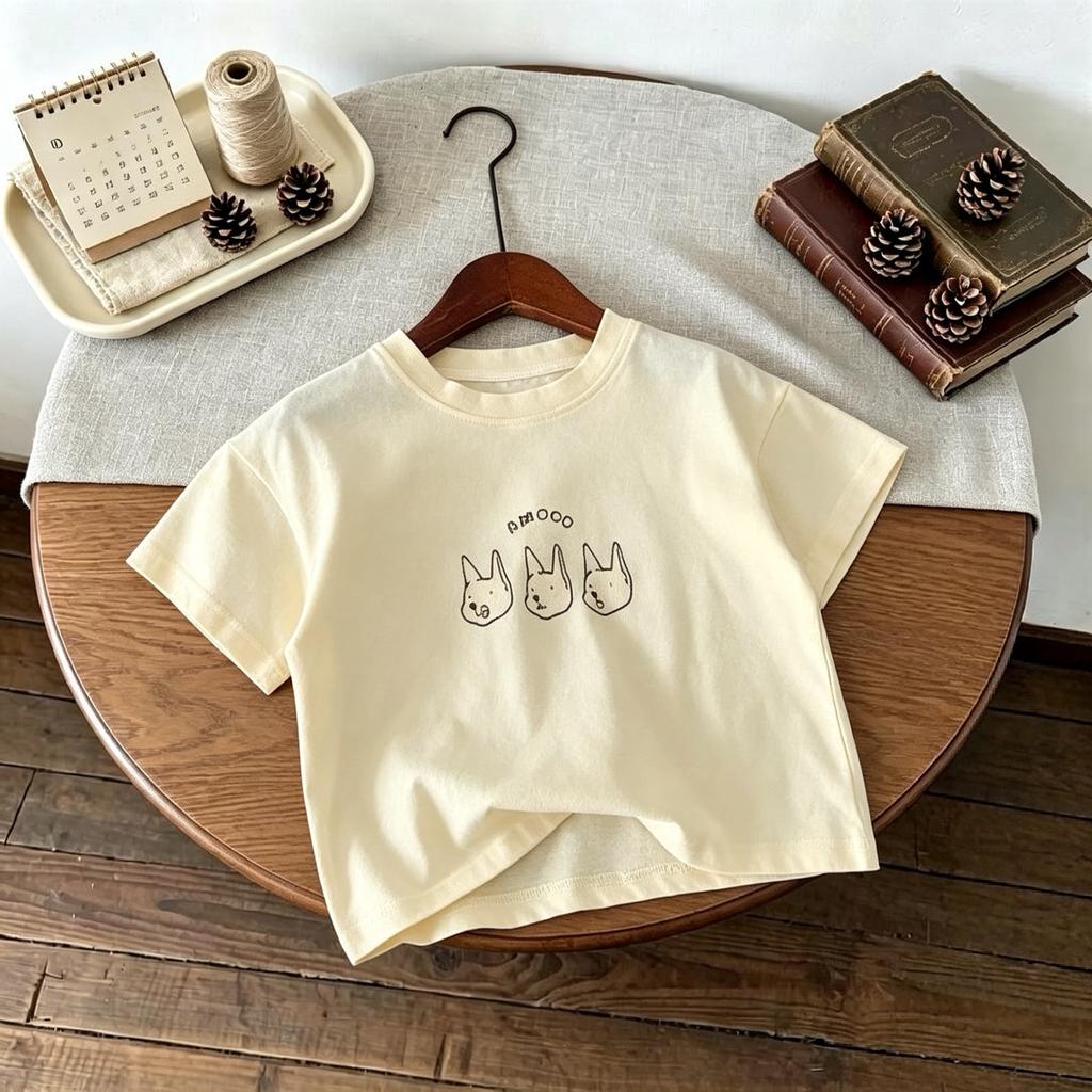 Short Sleeve Tops Tees Korean Style Children's Clothes Cartoon T-shirt Baby Girl And Boy Fashion Crewneck Casual Tshirts 1-7 Age