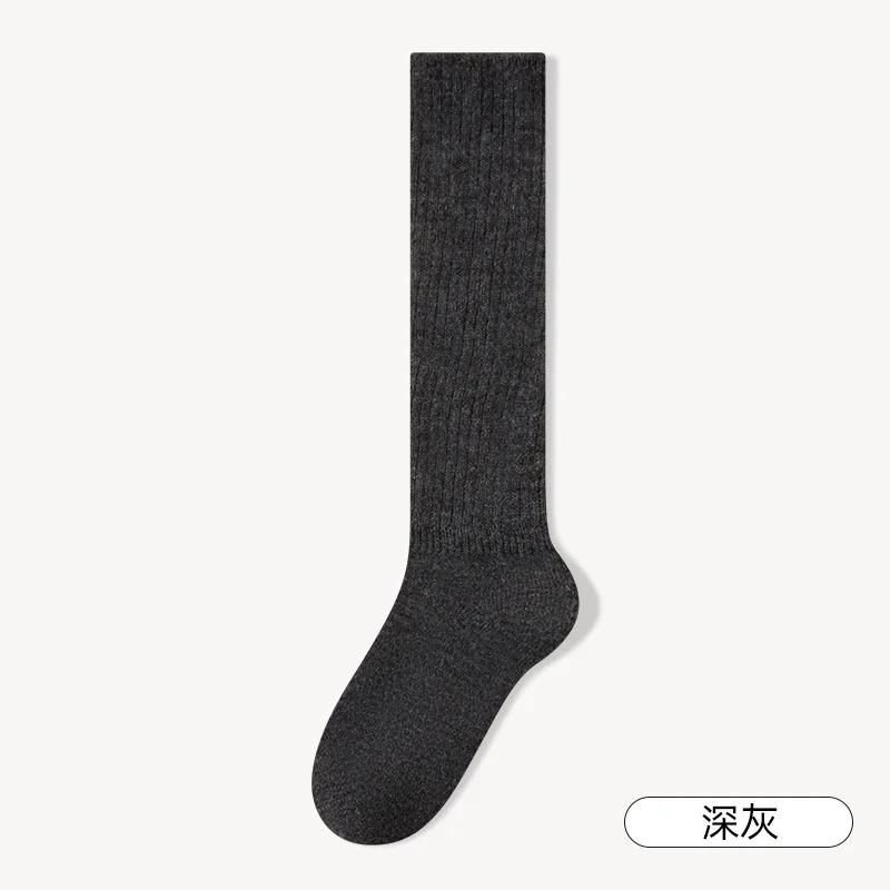 Soft Wool Long Socks Women Autumn Winter Cashmere Solid Knitted Stocking Skinny Casual Knee High Fluffy Warm Thicken Girls Socks
