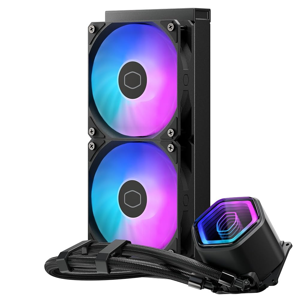 CoolerMaster MasterLiquid Core II 240 Black ARGB X6G2 Dual Chamber Pump [MasterLiquid Core II X6G2] Series 240mm Liquid CPU Cooler Black Model