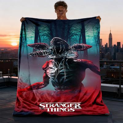 1pc Stranger Things Outdoor Blanket Lightweight Flannel Throw For Travel, Camping, Livingroom, Couch, Chair Soft