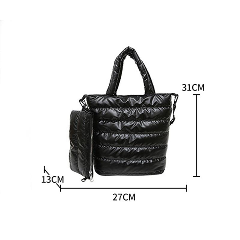 Winter Space Cotton Tote Bag For Women Fashion Casual Messenger Bag Designer Puffy Handbag Large Capacity Shoulder Bag