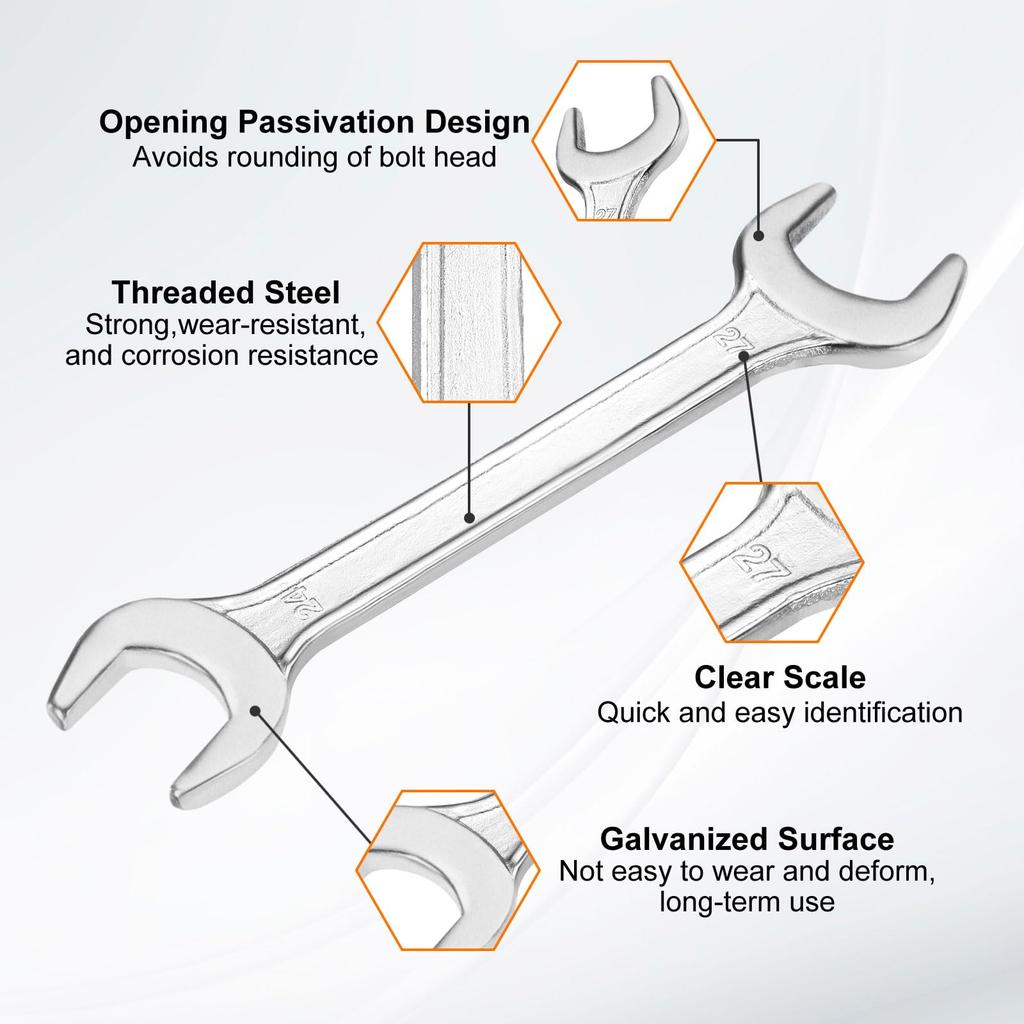 Uxcell Satz Doppel 24mm x 27mm 15 Grad Versatz Klein Flachkopf Verzinkung Gabelschlüssel für Autoreparatur und Möbelmontage 2-teilig Gabelschlüssel