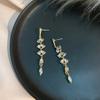 2023 Crystal Long Leaf Tassel Drop Earrings Women’s Personality Fashion Earrings Wedding Jewelry Birthday Gifts