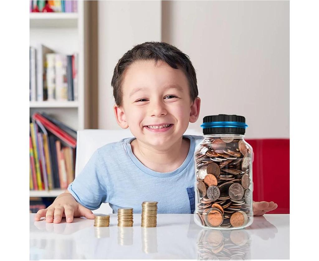 Digital Piggy Bank Counter Automatic Coin Counting Jar Money Saving Box Coin Saving Pot Container (1.8L)