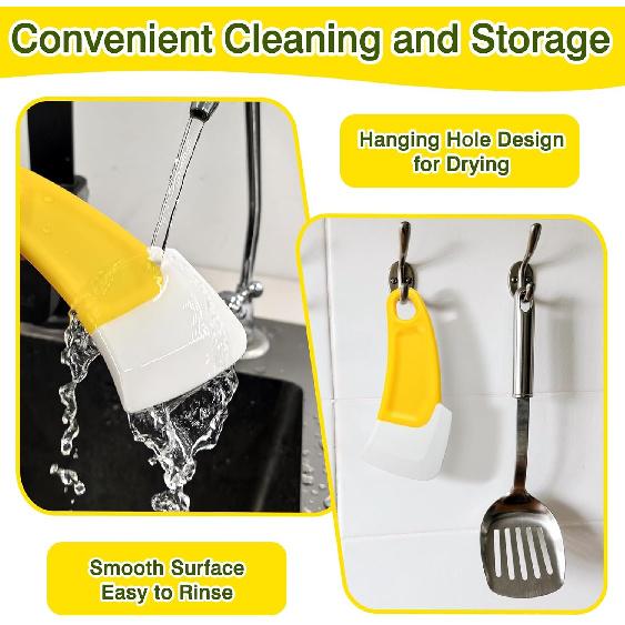 4-Pack Silicone Kitchen Scrapers – Multi-Purpose Cleaning Tools for Pots, Pans, Bowls & Non-Stick Cookware