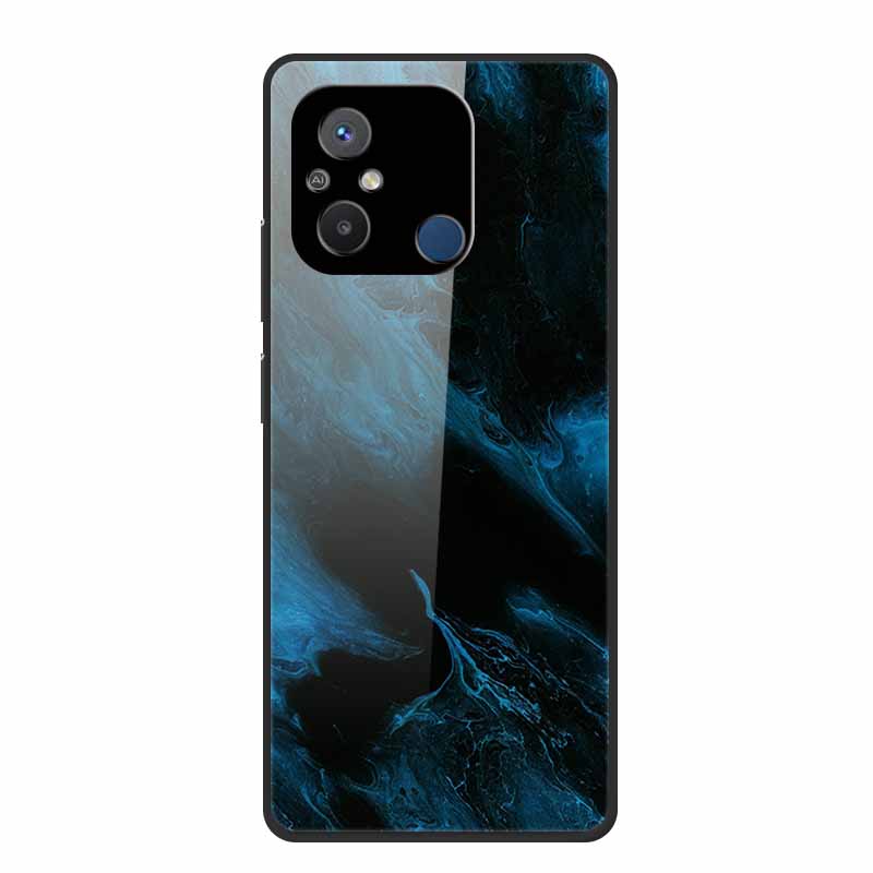 Gehärtetes Glas Case für Redmi 12C Rückabdeckung Hartschalen Case für Xiaomi Redmi 12C 4G Handyhülle Redmi12C Fundas 22120RN86G Cooler Stoßfänger