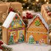 Christmas House-Shaped Tin Gift Box for Candy and Cookies