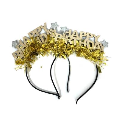 Tinsel HAPPY BIRTHDAY Hair Accessories Adult Teens Celebration Party Hairband Shinning Headbands Colorful Hair Hoop