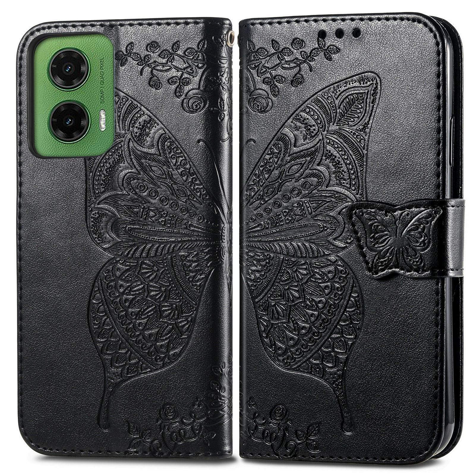 

For Motorola Moto G35 5G Case PU Leather Wallet Phone Cover Butterfly Pattern B