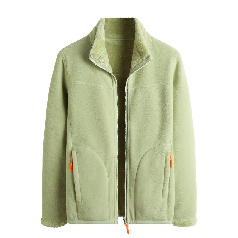 Winter Damen Fleecejacke Doppelseitige Windjacke Warme Dicke Korallenfleecejacke Oberbekleidung Thermojacke Frau Gefleecte Kleidung