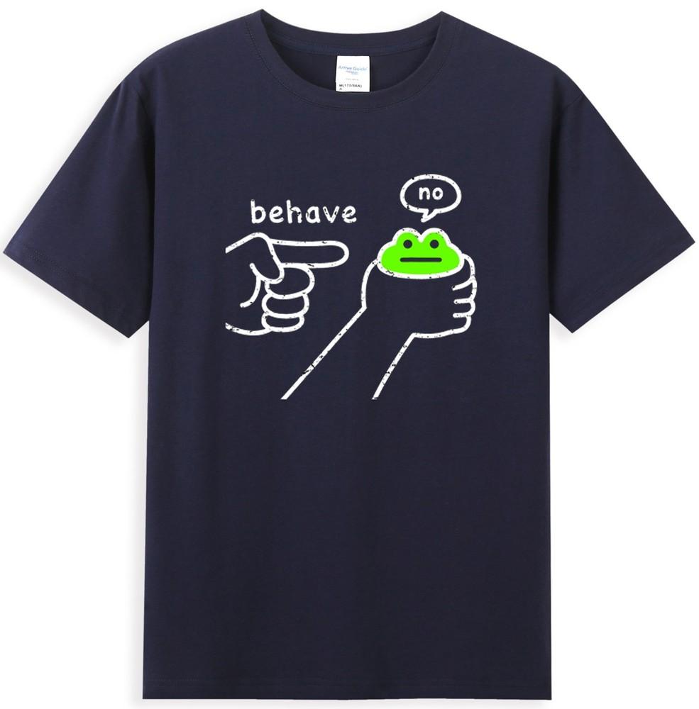 Behave No Funny Dishonest Frog Cartoon Graphic Unisexs TShirt S