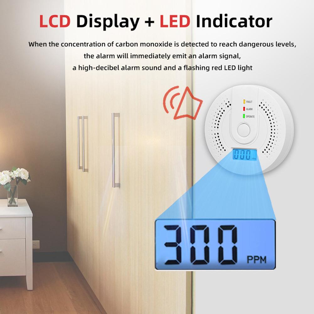 1/2Pack Carbon Monoxide Detectors CO Detectors Battery Powered With Alarm Light Digital Display for Home,Bedroom,Kitchen,Office