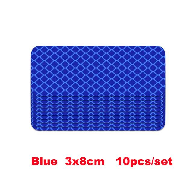 

10PCS/Set Car Bumper Reflective Stickers Reflective Warning Strip Tape Secure Reflector Stickers Decals синий