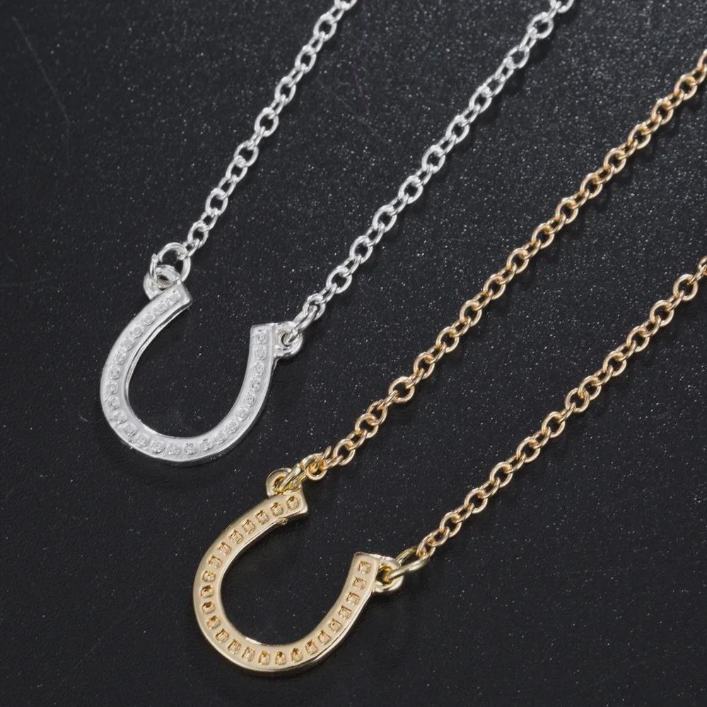 European-American U-Shaped Lucky Necklace: Alloy Horseshoe Pendant for Women