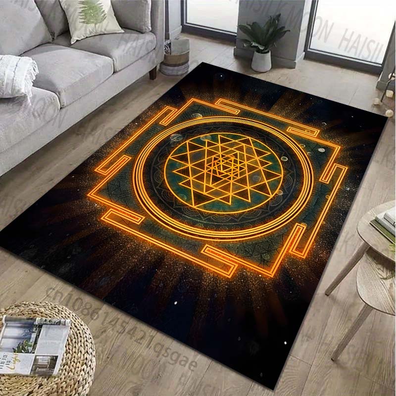 1PC Symbol Sri Yantra Patter Carpet for Living Room Bedroom Bedside Bathroom Floor Mat Area Rug Kids Room Play Mat for Gift
