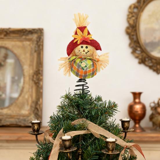 Thanksgiving Scarecrow Miniature Fall Scarecrow Tree Topper 8 Inches Miniature Harvest Autumn Ornaments for Farmhouse Home Party Supplies