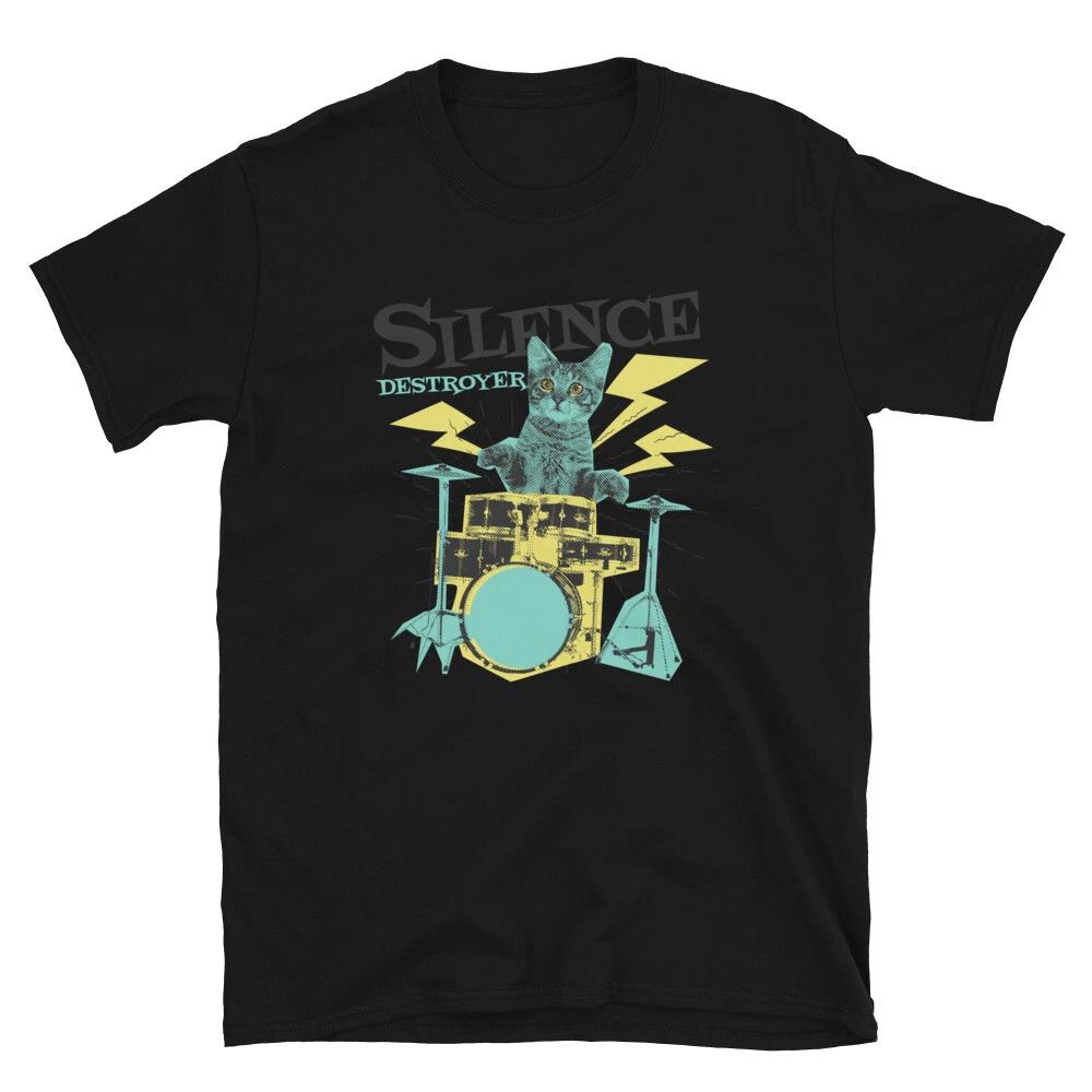 Drummer Cat Drumming Drum Player T-Shirt S