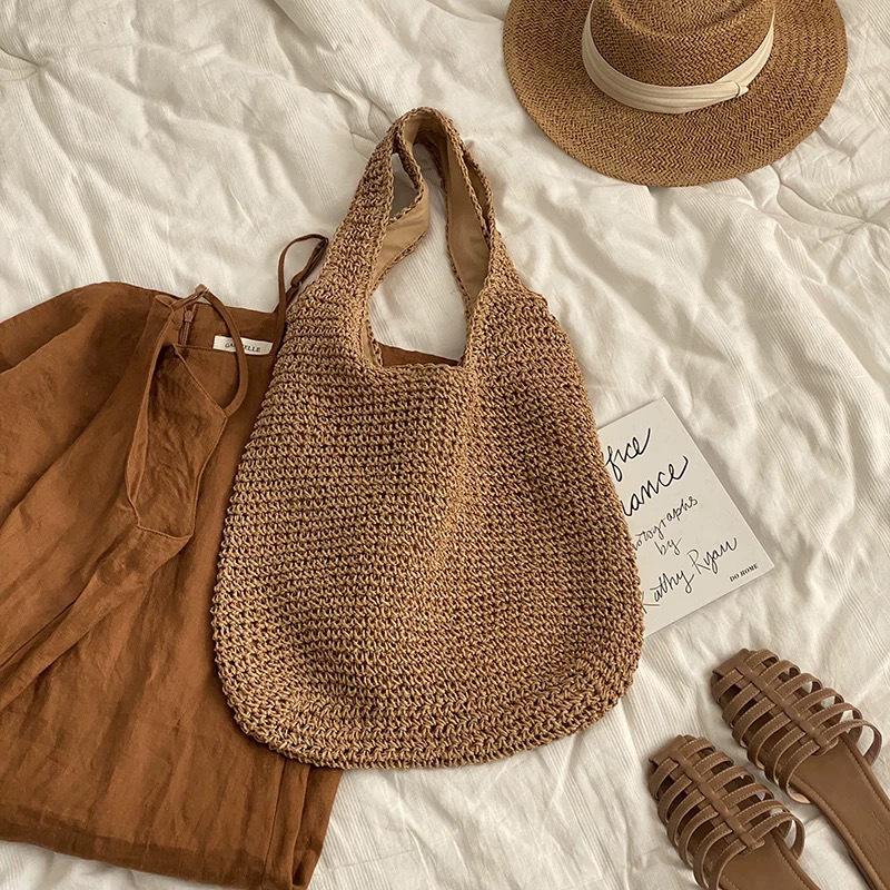 Stylish Large Capacity Straw Woven Beach Tote Bag