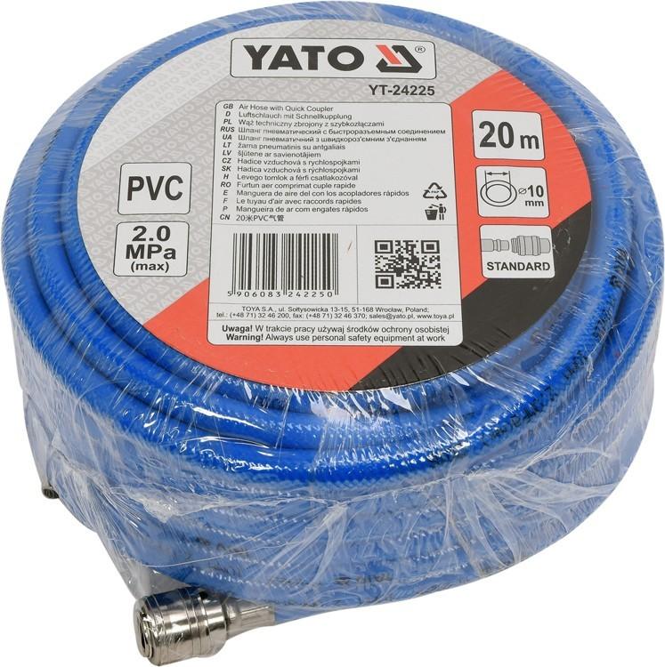 PVC PNEUMATIC HOSE 10mm x 20m WITH QUICK COUPLINGS / YT-24225 / YATO