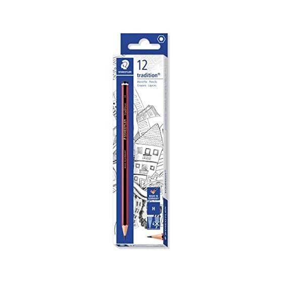 Staedtler Tradition HB Pencils, 12-Pack, General Use Pencils for Writing, Drawing, Sketching, Red/Black Design, PEFC Certified Wood, European Style,