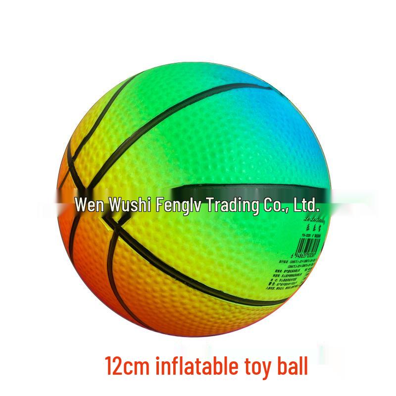 12cm Baby Inflatable Rainbow Elastic Ball for Kids - Mini Basketball/Pat Ball 12 cm
