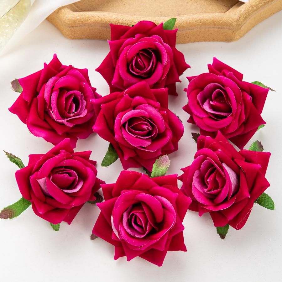 10Pcs Artificial Flowers for Scrapbook New 's Decortion Wedding Outdoor Garden Christmas Home Candy Box Flannel Rolled Roses