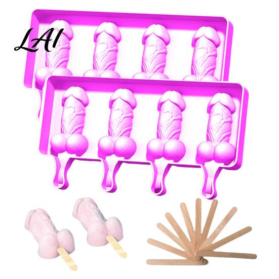 Food Grade Silicone Mold Popsicle Set Peni-Shape Easy-Release DIY Ice Pop Maker BPA-Free Makers Fun Summer Kitchen Tool for Kids Adults Easy