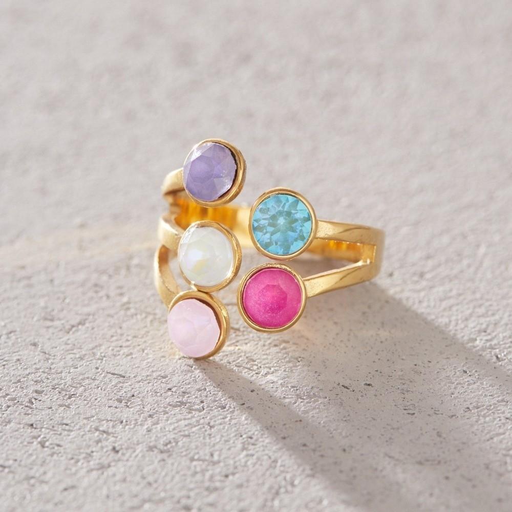 Elegant Open Ring Colorful Crystal Finger Ring Versatile Geometric Crystal Ring  Jewelry Gift