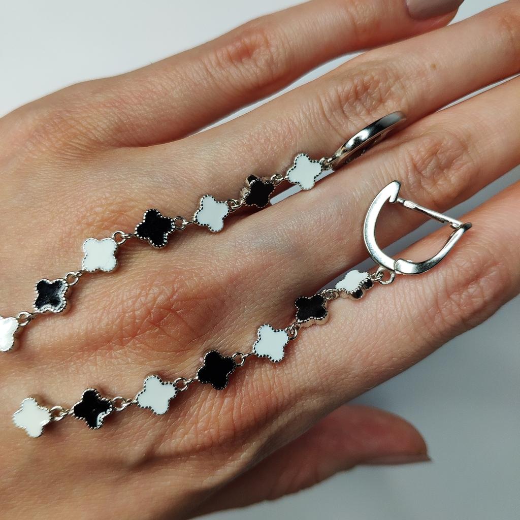 Silberne Ohrringe mit Emaille (2130246)