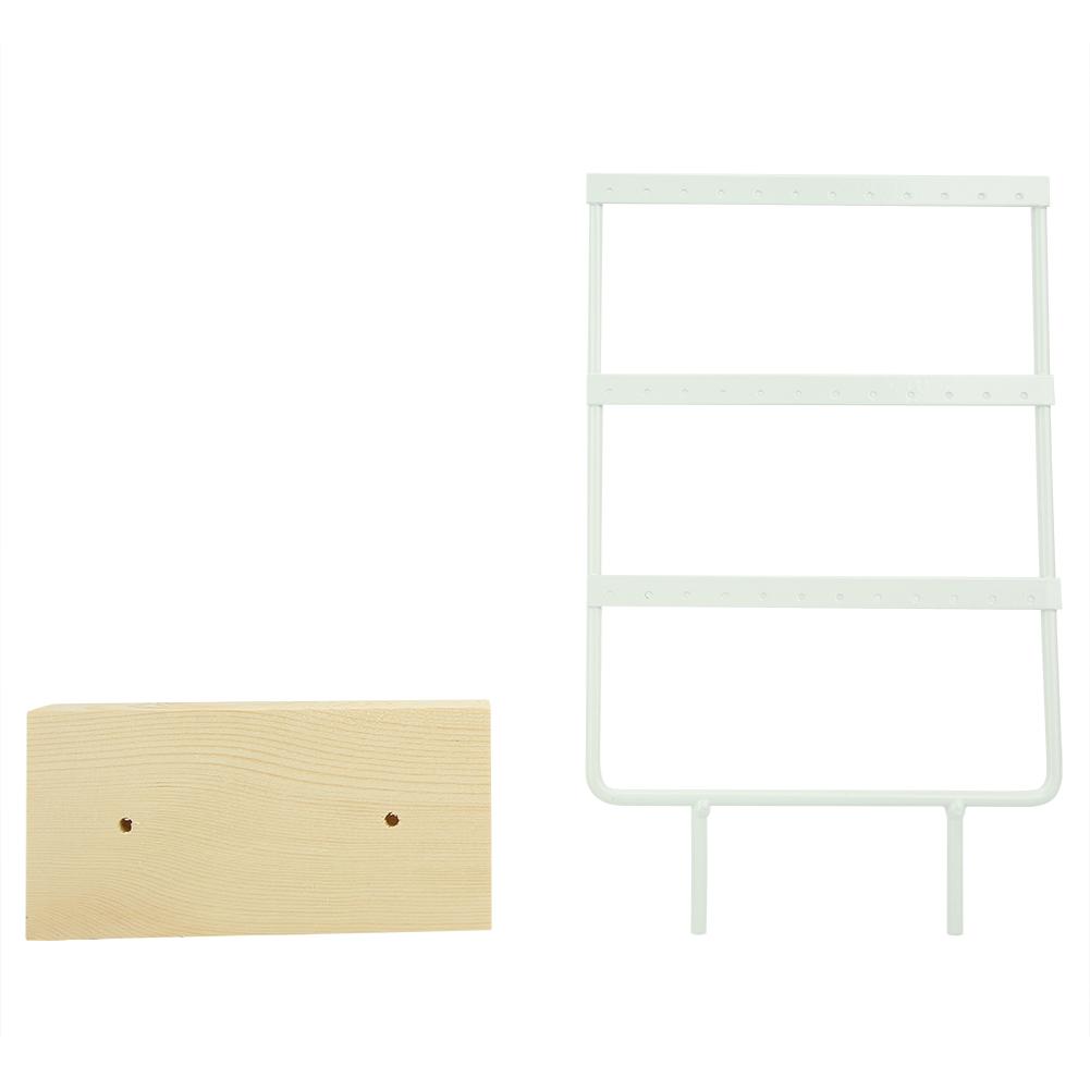 36 Holes Metal Jewelry Storage Rack Display Stand Earrings Necklace   with Wood Base
