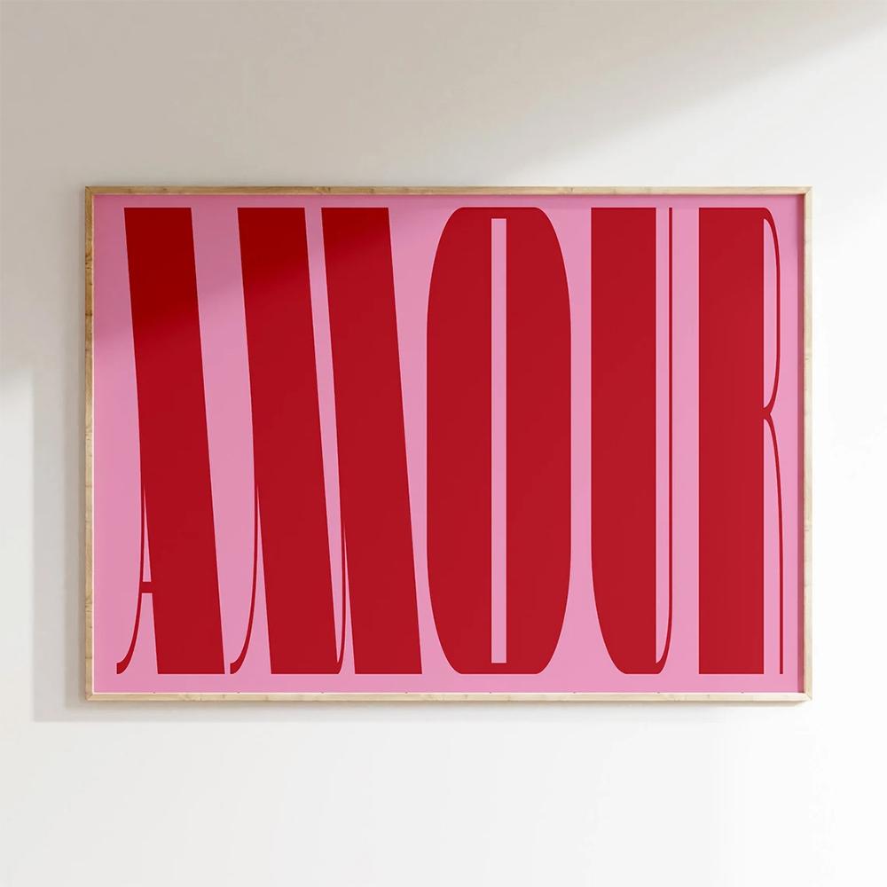 Heart Romantic Amour Love Canvas Painting Posters Valentines Day Girly Eclectic Pink Quotes Wall Art For Living Room Home Decor