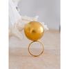 Yhpup Stilvoller Einzigartiger Edelstahl 26mm Großer Kugel Verstellbar 18K Goldfarbe Ring Wasserdicht Personalisierter Finger Schmuck Geschenk