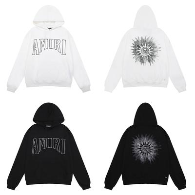 Amiri Estampa Filho do Sol Primavera e Outono Solto Plus Size Fino Algodão de Alta Qualidade Moletom com Capuz para Casal