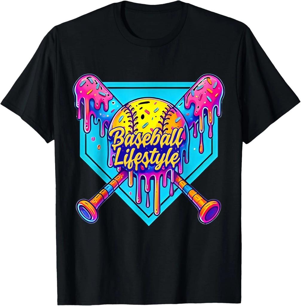 Unisex T-shirt Baseball Lifestyle 101 Apparel Youth Baseball Drip Ice Cream T-Shirt