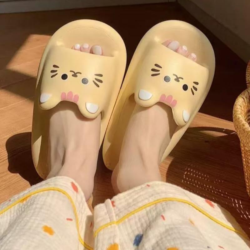 2025 EVA Thick Sole Slipper Women Cute Kitty Slippers Female Summer Girl Heart Home Bathroom Slippers Beach Sandals Flip Flops