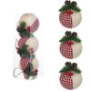 with Berry Leaves Christmas Tree Ball Red Green Plaid Cloth Christmas Tree Ornament  Xmas Decor