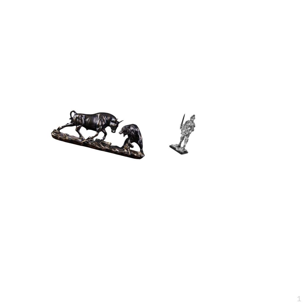 Modern Feng Shui Bull And Knight Figurine Sculpture Creative Chinese Animal Artwork for Desk