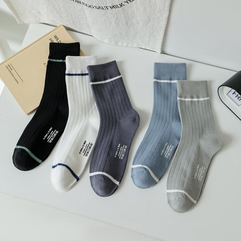 

5/10 Pairs Spring Summer Socks for Men Mid Calf Socks with Letter Heat Transfer Trendy Long Socks Fashionable Versatile Four Season Cotton Socks 10 Pairs
