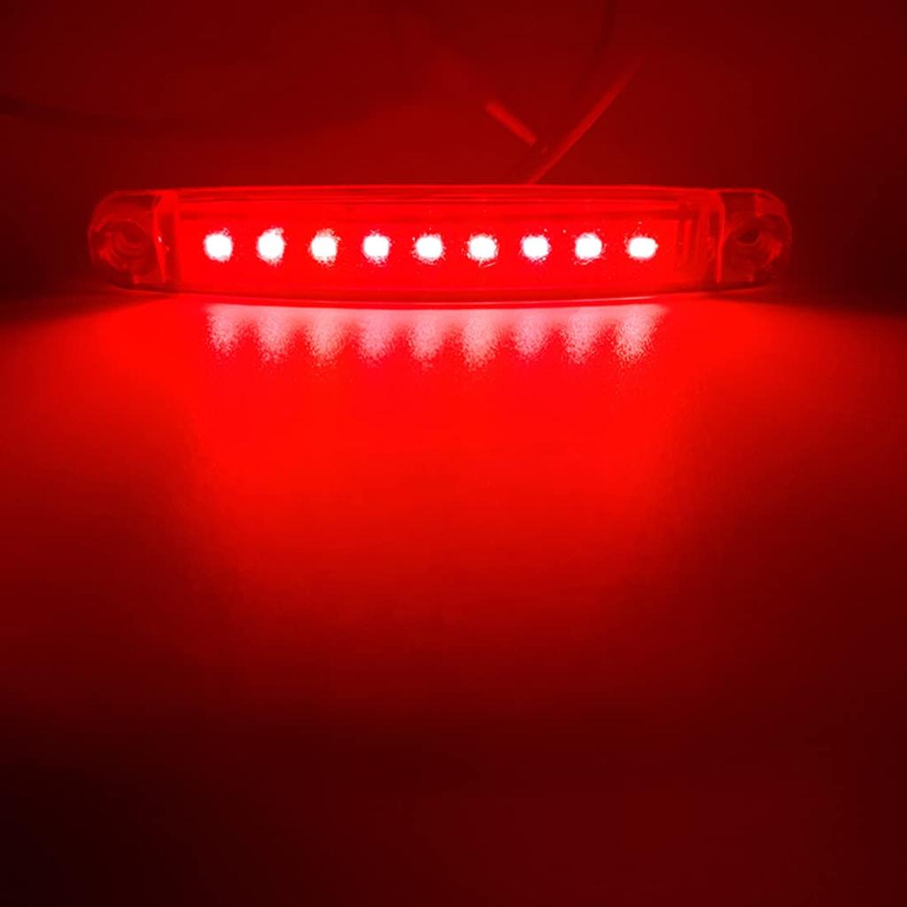 Side Marker Lights,1pcs Red -24V 9LED Cab Marker Light,Indicator Light Front Rear Side Light