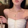 Titanium steel does not fade pull-out adjustable pearl long sweater chain light luxury luxury high-end round ball tassel necklace for women