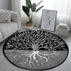 World Tree Round Rug Area Rug Viking Norse Mythology Print Round Carpet Living Room Bedroom Floor Mat Playroom Soft Round Carpet